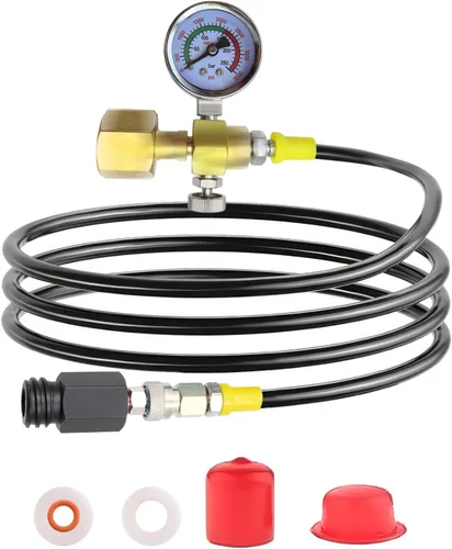 Miniatura 11 de Adaptador de CO2 para máquina de soda con manguera de 60 pulgadas, conector de tanques de CO2 para fabricante de soda lleno directamente de tanque