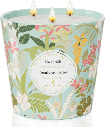 Miniatura 13 de M&SENSE Vela Perfumada de Gardenia y Jazmín, 28.2oz Velas Grandes de Cera de Soja Natural de 3 Mechas, Duraderas de Combustión Limpia y Lenta Sin