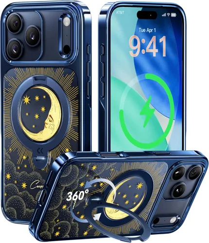 Miniatura 38 de CASEKOO Funda plateada brillante para iPhone 17 Pro con soporte magnético giratorio de 360 grados [compatible con MagSafe]