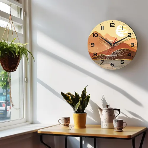 Miniatura 6 de Reloj de pared, 10 pulgadas, silencioso, sin tictac, decoración de cocina para el hogar, funciona con pilas, para baño, dormitorio, sala de estar