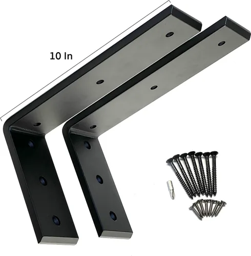 Miniatura 2 de Dmax Soportes en L resistentes para estantes, soportes de encimera, soporte de estante de pared, soportes de repisa Negro, 10 x 6 x 2.5 pulgadas