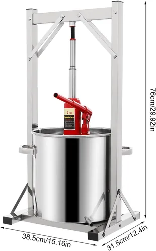 Miniatura 6 de Prensa hidráulica de vino de frutas de 5.8 galones, prensa de frutas grande de acero inoxidable de 22 litros para hacer jugos naturales con cubo