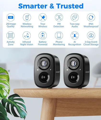 Miniatura 8 de Cámaras de seguridad inalámbricas 2K – Cámaras de seguridad WiFi para exteriores, visión nocturna a color, detección AI/PIR, conversación de 2 vías