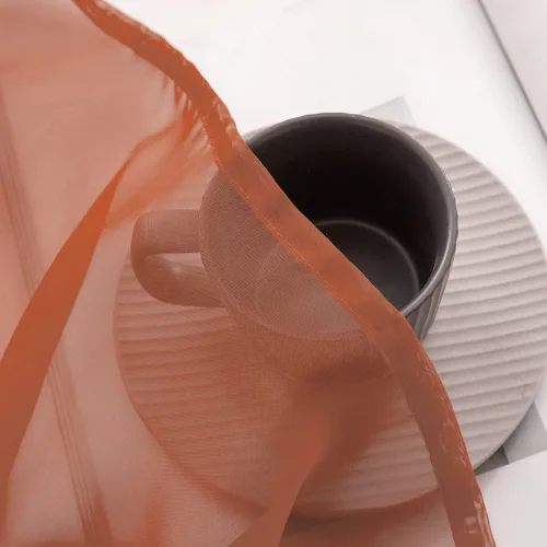 Miniatura 3 de MIULEE Cenefa de otoño para ventana, media ventana, cenefa de cortina transparente terracotta con bolsillo para barra, cortina de gasa extra ancha