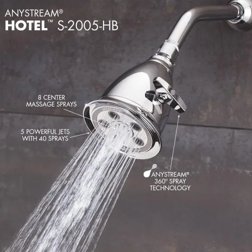 Miniatura 4 de Speakman S-2005-HB-BC Hotel Anystream - Cabezal de ducha ajustable de alta presión, 2,5 GPM, cromo cepillado