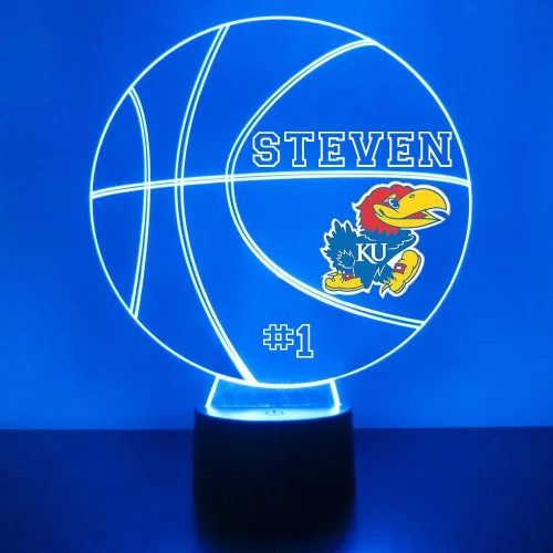 Miniatura 41 de Lámpara de luz nocturna personalizada de la Universidad de Missouri (Mizzou) Tigers con bola de baloncesto y logotipo, letrero LED con control