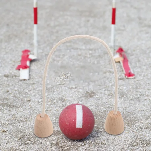 Miniatura 3 de Juego de 5 cubos de cuerda de algodón para croquet con base de madera, portátil, ligero, juego de césped familiar para actividades al aire libre