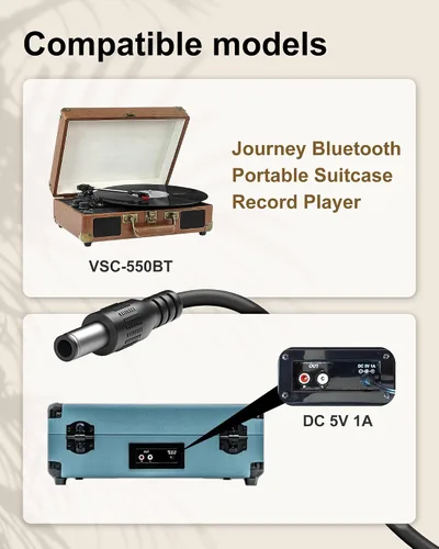 Miniatura 3 de VHBW Adaptador de 5 V CA/CC para Victrola Journey Reproductor de discos portátil de maleta VSC-550BT - Compatible con FJ-SW0501500DU - Pieza