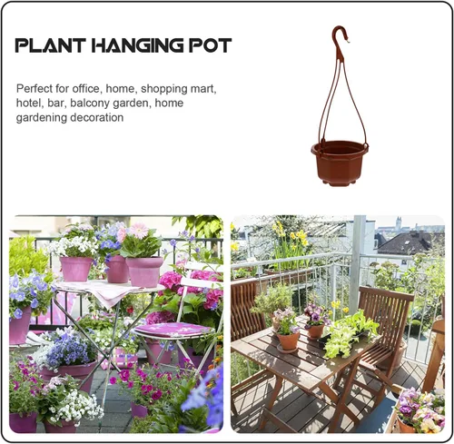 Miniatura 2 de Yardwe Plantas artificiales para decoración al aire libre, 12 macetas colgantes de plástico, macetas de pared para plantas de interior y exterior