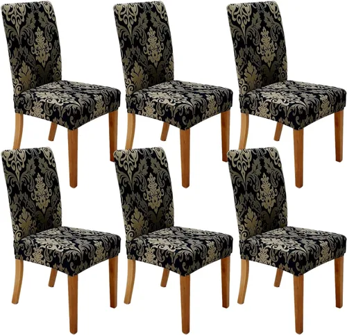 Miniatura 80 de SPRINGRICO Paquete de 6 fundas blancas para sillas de comedor, fundas elásticas para sillas de comedor con diseño floral, de elastano lavable