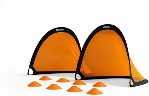 Porterías de fútbol portátiles desplegables de 4 pies – Juego de 2 porterías de entrenamiento para niños y adultos con funda de transporte, 8 conos