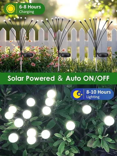 Miniatura 5 de 2026 Luces Solares Actualizadas para Exteriores, Juego de 8 Luces de Jardín Solares con 2 Modos, Luces de Luciérnaga al Aire Libre Impermeables