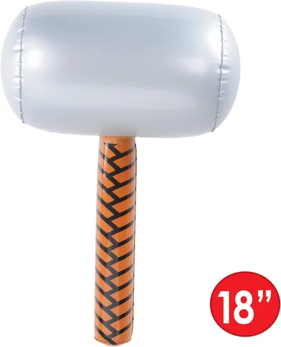 Miniatura 2 de Beistle Martillos inflables, paquete de 2, accesorios inflables novedosos con cabeza plateada y mango marrón, premios de carnaval de héroe