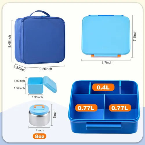Miniatura 2 de Lonchera Bento para niños con termo, a prueba de fugas, con tarro de comida aislado de 8 onzas, bolsa de almuerzo, sin BPA, apta para lavavajillas
