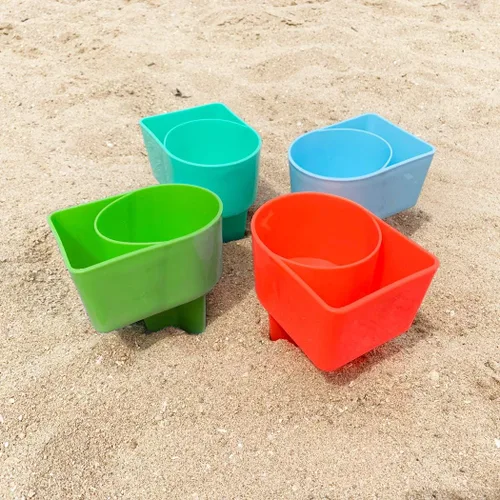 Miniatura 9 de Home Queen Portavasos de playa con bolsillo, portavasos de arena multifuncional para teléfono de bebidas, accesorio de playa, posavasos de arena