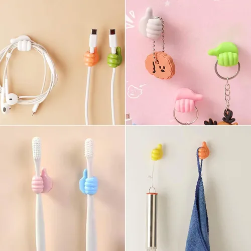 Miniatura 5 de CERETIA 18 ganchos de silicona autoadhesivos para el pulgar, ganchos de pared multifuncionales para clip de cable, soporte para llaves, ganchos