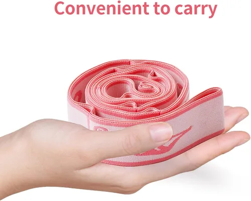 Miniatura 7 de Correa elástica para estiramiento de yoga con 9 bucles, correa elástica para ballet, pierna, cuerpo, banda elástica para terapia física, danza, Rosa