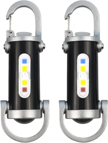 Paquete de 2 llaveros con linterna LED, 1200LM EDC Type-C USB recargable luz portátil con múltiples modos, diseño impermeable para camping,