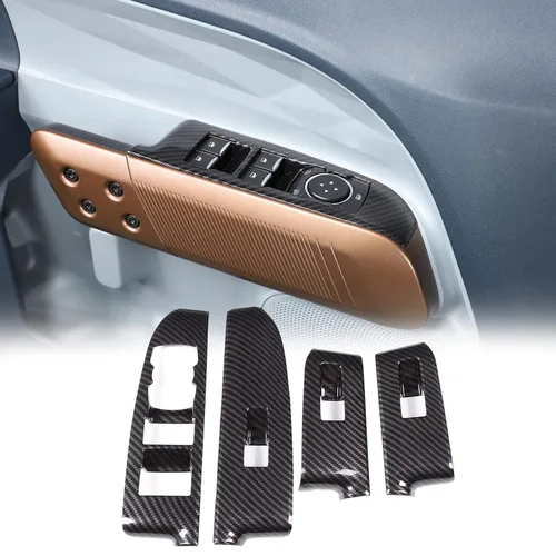 Miniatura 10 de Aunginsy Adhesivo para panel de botón de elevación de vidrio para puerta de automóvil, compatible con Ford Maverick 2022-2025, fibra de carbono
