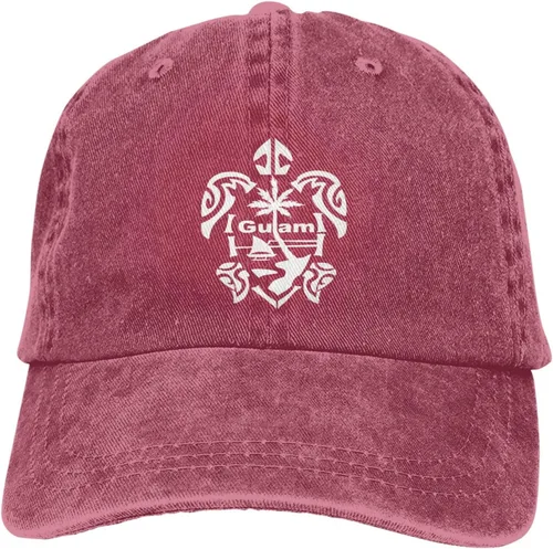 Guam - Gorra de béisbol de algodón lavado con diseño de tortuga, color negro, unisex, ajustable Rojo