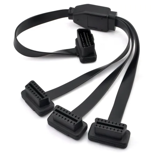 iKKEGOL OBD2 OBDII 1 a 3 Perfil ultra bajo 16 pines macho a hembra Cable divisor Y Cable de extensión de diagnóstico 50 cm / 20 ""