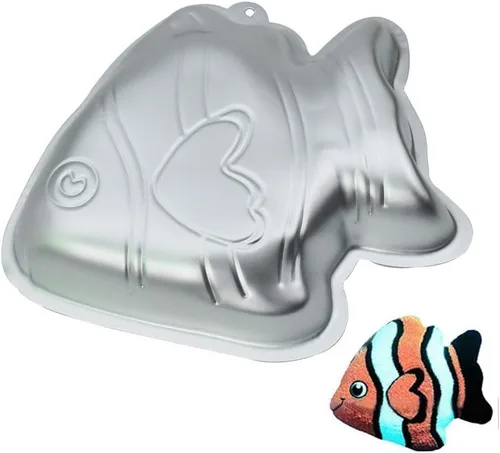 Miniatura 4 de WOBATOY Wotoy - Molde para hornear pasteles de pescado de aluminio, 10 pulgadas