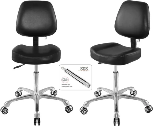 Miniatura 4 de Silla elevadora, taburete rodante, silla de dibujo con respaldo, taburete de dibujo, asiento giratorio, ruedas giratorias para estudio, oficina