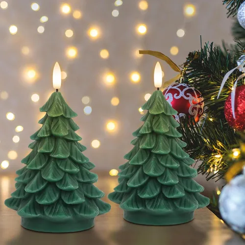 Miniatura 10 de Wondise - Velas sin llama con temporizador, con mecha parpadeante a batería, de cera real, en forma de piña, para decoración interior de vacaciones