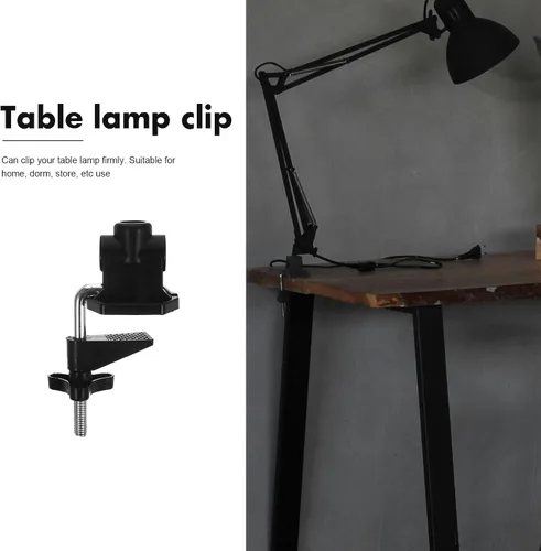 Miniatura 5 de YARNOW Abrazadera de escritorio de metal, paquete de 3 clips universales para lámpara de mesa con base fija para lámparas de brazo oscilante