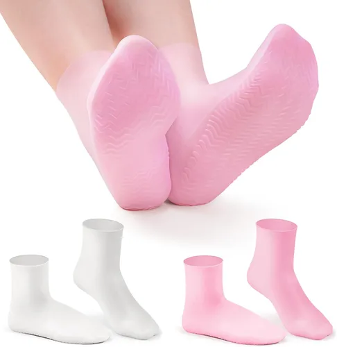 Miniatura 9 de 2 pares de calcetines largos de silicona, calcetines hidratantes, calcetines de gel suaves para pies secos y agrietados, cómodos para uso nocturno