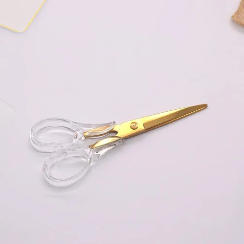 Miniatura 9 de NatSumeBasics Tijeras de oficina transparentes de oro rosa, tijeras multiusos, tijeras profesionales de tela para cortar papel, tela, lona de cuero