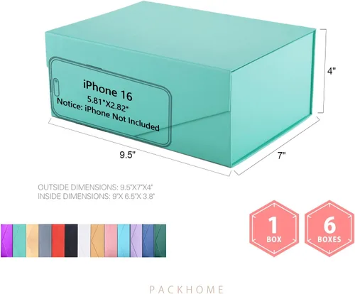 Miniatura 6 de PACKHOME Caja de regalo de 9 x 6.5 x 3.8 pulgadas, caja plegable rectangular con tapa magnética para embalaje de regalo
