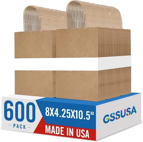 Miniatura 16 de GSSUSA Bolsas de papel negras de 8 x 4.25 x 10.5 pulgadas, 20 unidades, bolsa de papel de regalo con asas a granel, regalo de graduación, papel