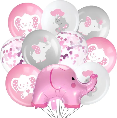 Aoriher 45 globos de elefante de 12 pulgadas, globo de elefante para baby shower, para bebés, niños y niñas, revelación de género, suministros de