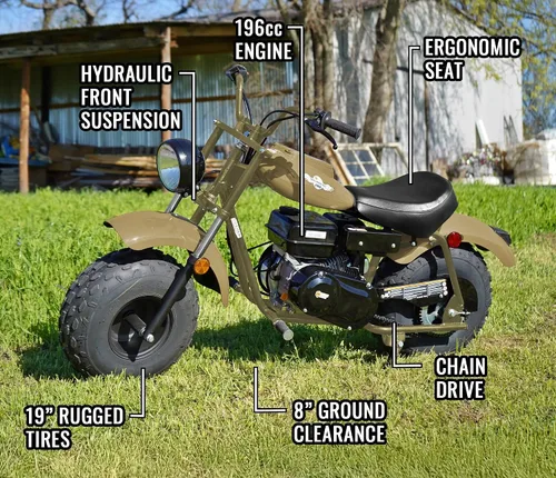 Miniatura 9 de Massimo Motor Warrior200 196CC Motor Super Size Mini Moto Trail Bike MX Street para niños y adultos Neumáticos anchos Motocicleta Powersport