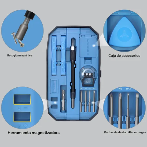 Miniatura 6 de STREBITO Juego de destornilladores de precisión 153 en 1 pequeño juego de destornilladores magnéticos con funda, kit de herramientas de reparación