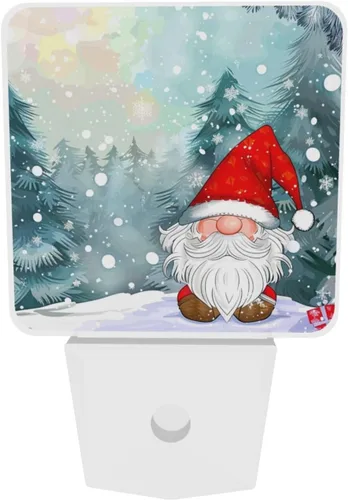 Miniatura 6 de Paquete de 2 luces LED de Navidad con gnomo de nieve, luces nocturnas de emergencia con sensor automático, juego de 2 para dormitorio, baño