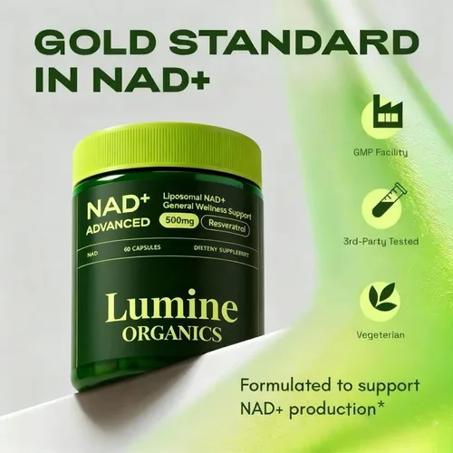 Miniatura 3 de 1PCSLumine Organics NAD+ Suplemento para apoyo al metabolismo energético, cápsulas liposomales que contienen resveratrol, nicotinamida ribosideana