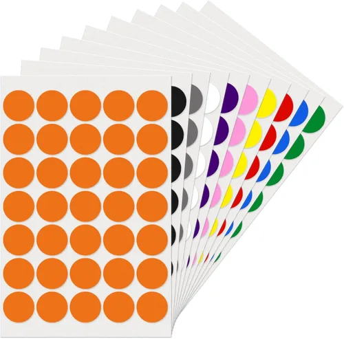 Etiquetas adhesivas de puntos de 1 pulgada, etiquetas redondas de 1 pulgada, etiquetas de codificación de colores, etiquetas de colores para
