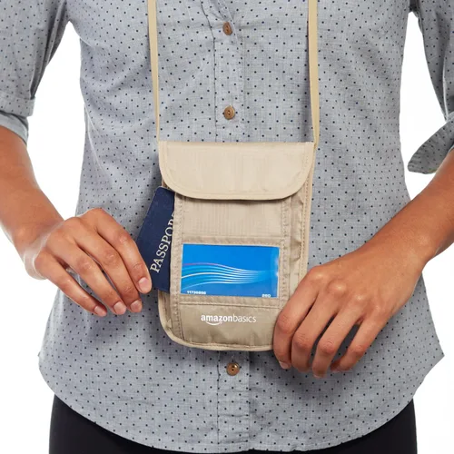 Miniatura 2 de Tienda Basics Cartera con soporte para pasaporte con cuello de viaje RFID, Caqui, Casual