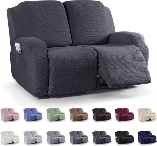 Miniatura 13 de KinCam Fundas para sillón reclinable, fundas elásticas para sillas reclinables, fundas para sofá reclinable de jacquard a rayas, protectores