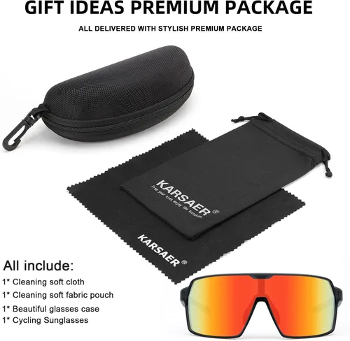Miniatura 7 de Karsaer Lentes de sol deportivos de gran tamaño para hombres y mujeres, lentes de protección UV de marco grande, ideales para béisbol, correr, Marco