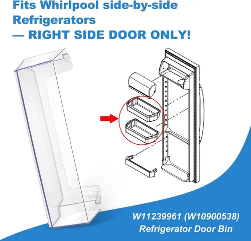 Miniatura 5 de W11239961 - Contenedor de estante para puerta compatible con refrigerador Whirlpool WRS321SDH WRS311SDH WRS325SDH, reemplaza W10900538 AP6333410