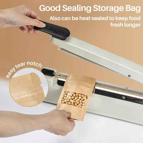 Miniatura 5 de MAQIHAN 50 bolsas de pie – 3.5 x 5.5 pulgadas, bolsas de papel kraft resellables Ziplock para ventana, envasado de alimentos casero, bagel, pan