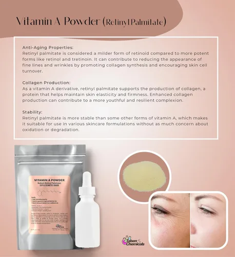 Miniatura 2 de Vitamina A en polvo palmitato de retinilo, retinol puro en polvo, vitamina soluble en agua, vitamina A USP y grado cosmético (4 onzas / 3.99 oz)