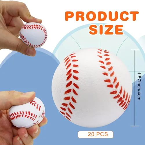 Miniatura 3 de 20/40 pelotas de béisbol para el estrés para niños de 1.6 pulgadas, mini pelota deportiva, pelotas pequeñas de espuma para apretar, alivio