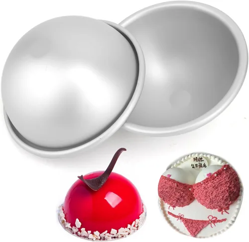 Bandeja para pastel de 5 pulgadas con cúpula, 2 piezas, Molde de pastel de fútbol, Molde de pastel de hemisferio, Molde de pastel de fútbol 3D,