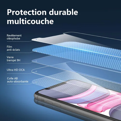 Miniatura 6 de NEW'C Paquete de 3 protectores de pantalla diseñados para iPhone 11 y iPhone XR (6.1 pulgadas), protección de vidrio templado mejorada, resistente a