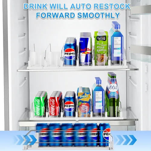 Miniatura 6 de Dayacoco Organizador de bebidas, dispensador de bebidas de refrescos para refrigerador, organizador de bebidas para nevera, 12 onzas, 16 onzas, 20