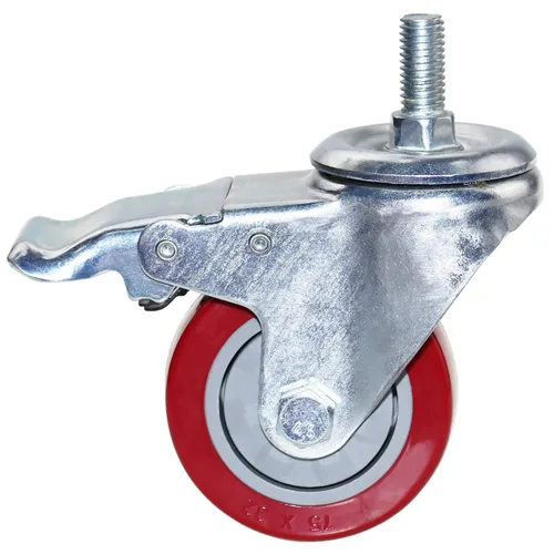 Miniatura 3 de DICASAL Ruedas de vástago resistente de 3 pulgadas Ruedas de rosca giratorias de 360 grados con tamaño métrico M12-1.75 Tornillo de doble bloqueo